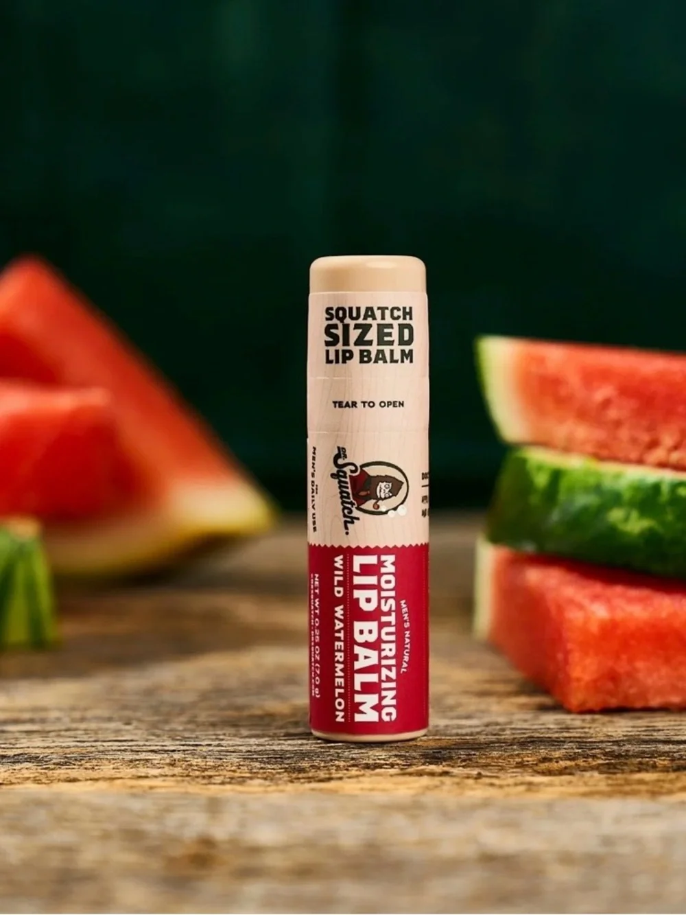 3 Dr. Squatch Wild Watermelon Moisturizing Natural Lip Balm for Men, 0.25 oz